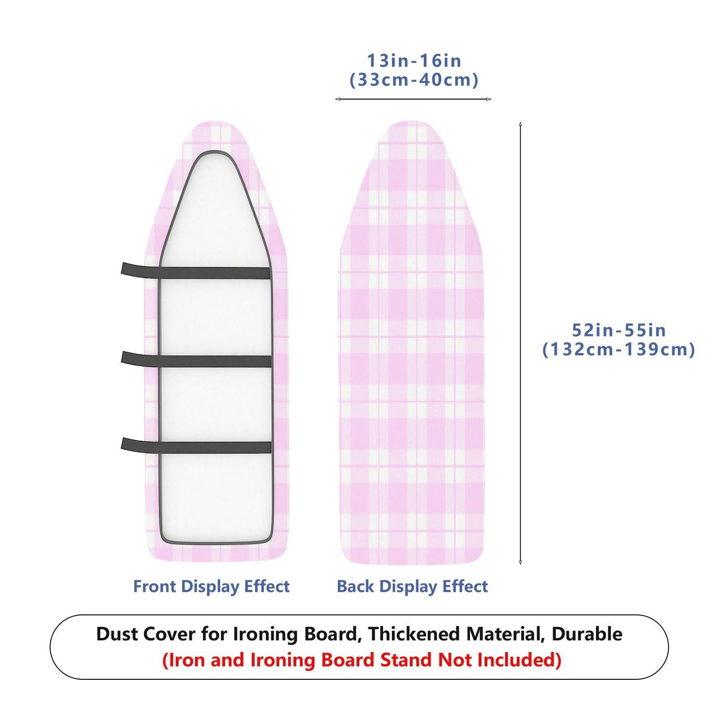 1-Piece Pink Plaid Pastel  Ironing Board Cover, Universal Size, Without Board