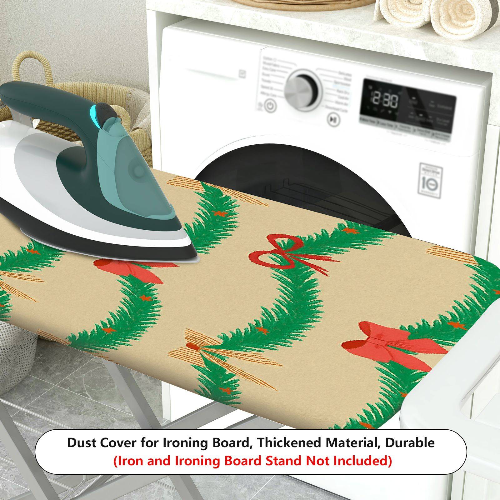 1-Piece Christmas Garland Ribbon  Ironing Board Cover, Universal Size, Without Board