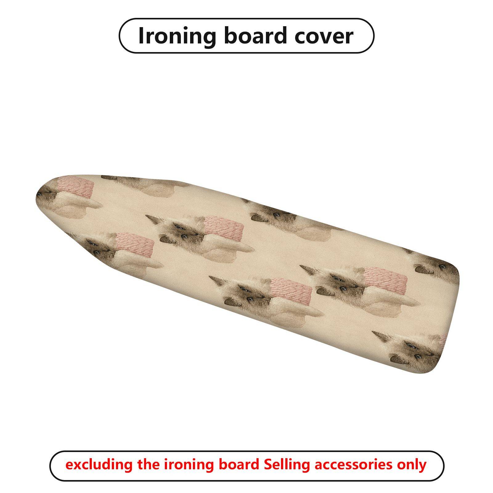 1-Piece Cat Knitting Beige  Ironing Board Cover, Universal Size, Without Board
