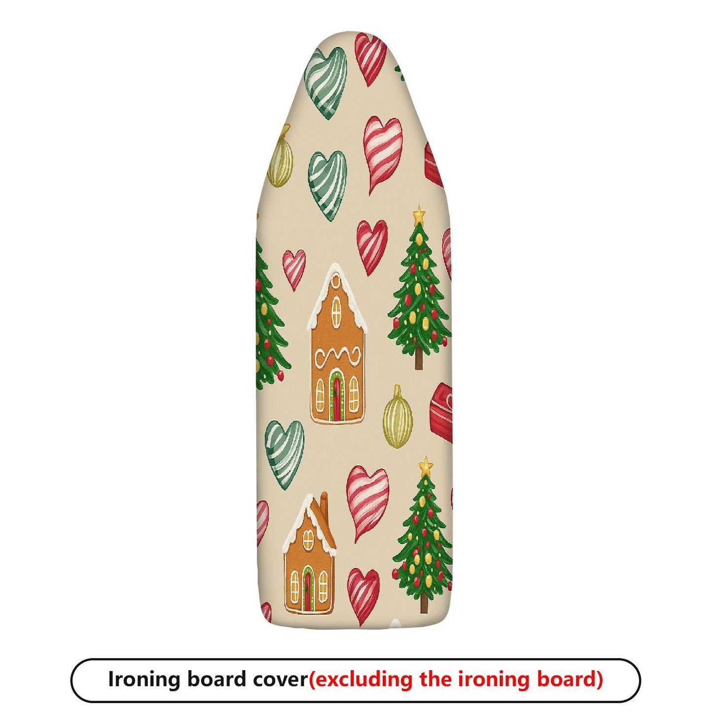 1-Piece Christmas Tree Gingerbread Red Heart  Ironing Board Cover, Universal Size, Without Board