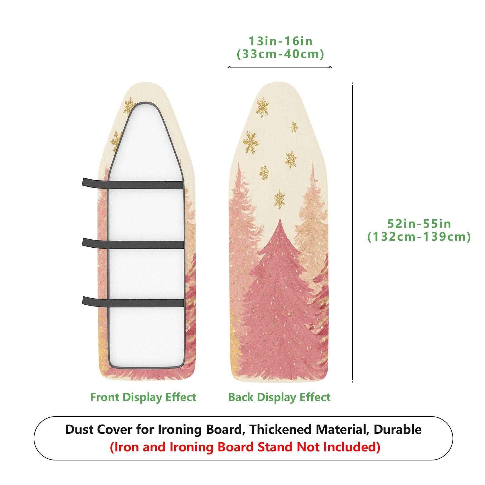 1-Piece Christmas Snowflakes Trees  Ironing Board Cover, Universal Size, Without Board