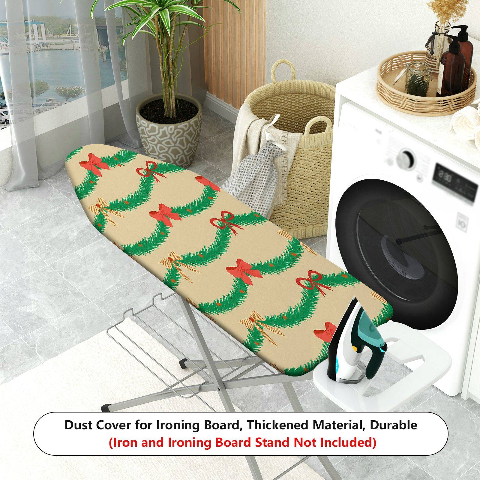 1-Piece Christmas Bow Garland  Ironing Board Cover, Universal Size, Without Board