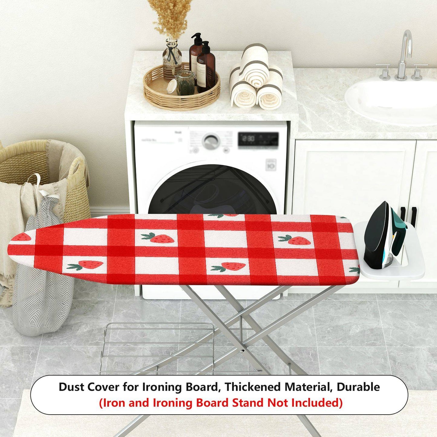 1-Piece Strawberry Plaid Red  Ironing Board Cover, Universal Size, Without Board