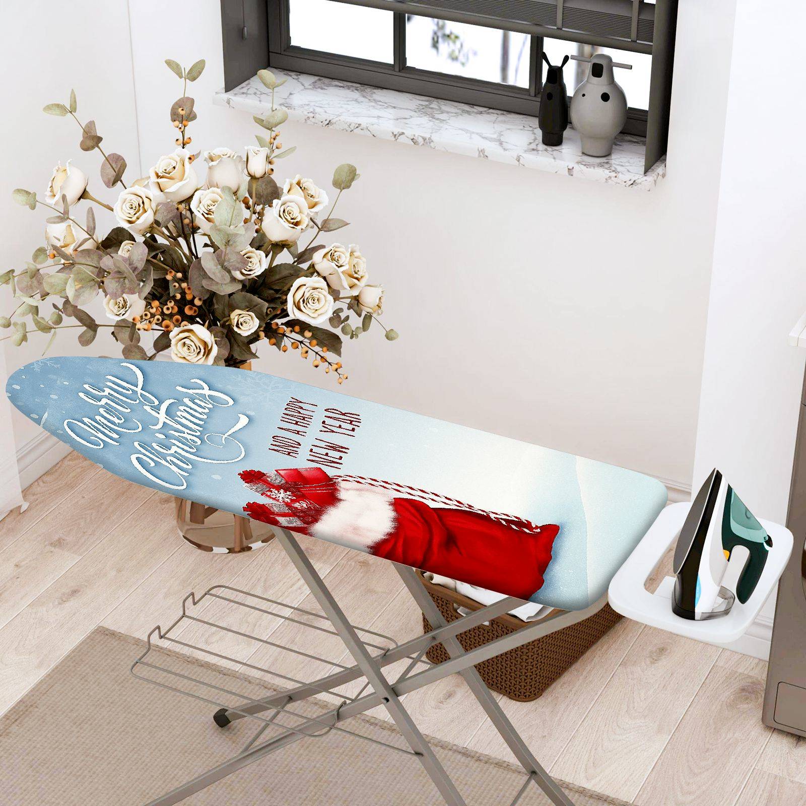 1-Piece Christmas Holiday Santa  Ironing Board Cover, Universal Size, Without Board