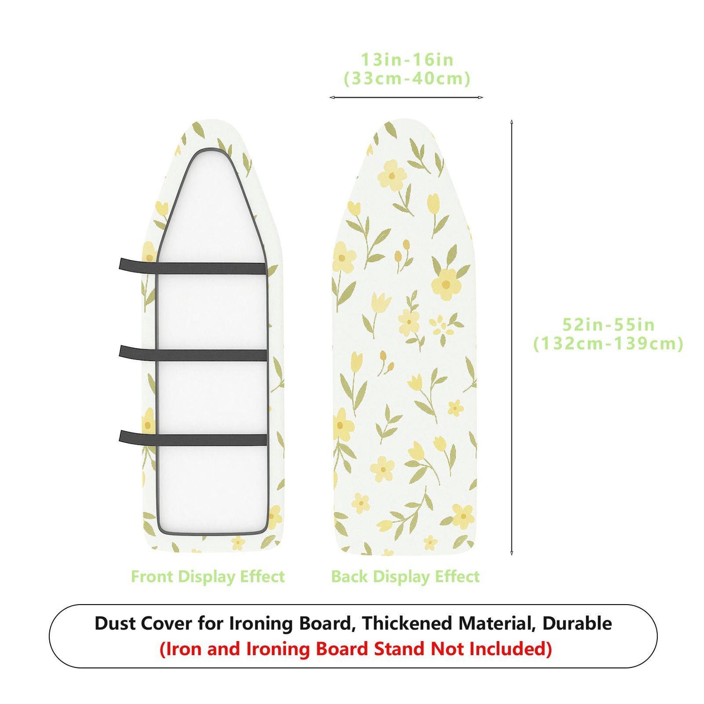 1-Piece Yellow Floral Pattern Decorative Printed  Ironing Board Cover, Universal Size, Without Board