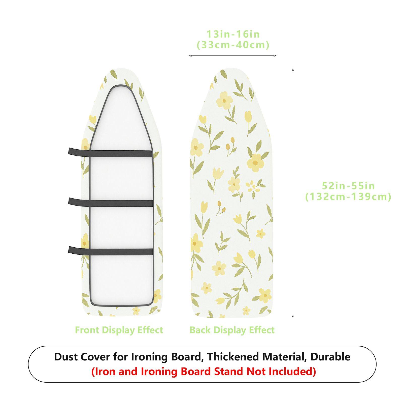 1-Piece Yellow Floral Pattern Decorative Printed  Ironing Board Cover, Universal Size, Without Board