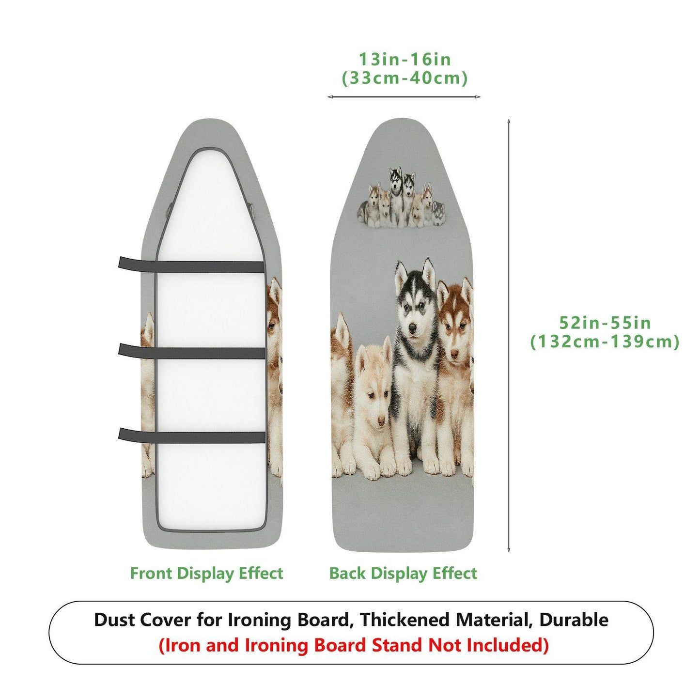 1-Piece Dog Pattern Cute Animal Grey  Ironing Board Cover, Universal Size, Without Board