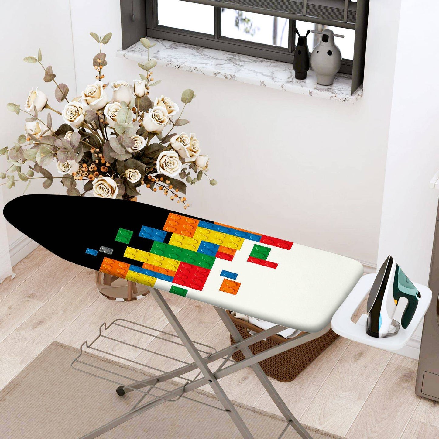 1-Piece Colorful Blocks Pattern Fun Vibrant  Ironing Board Cover, Universal Size, Without Board