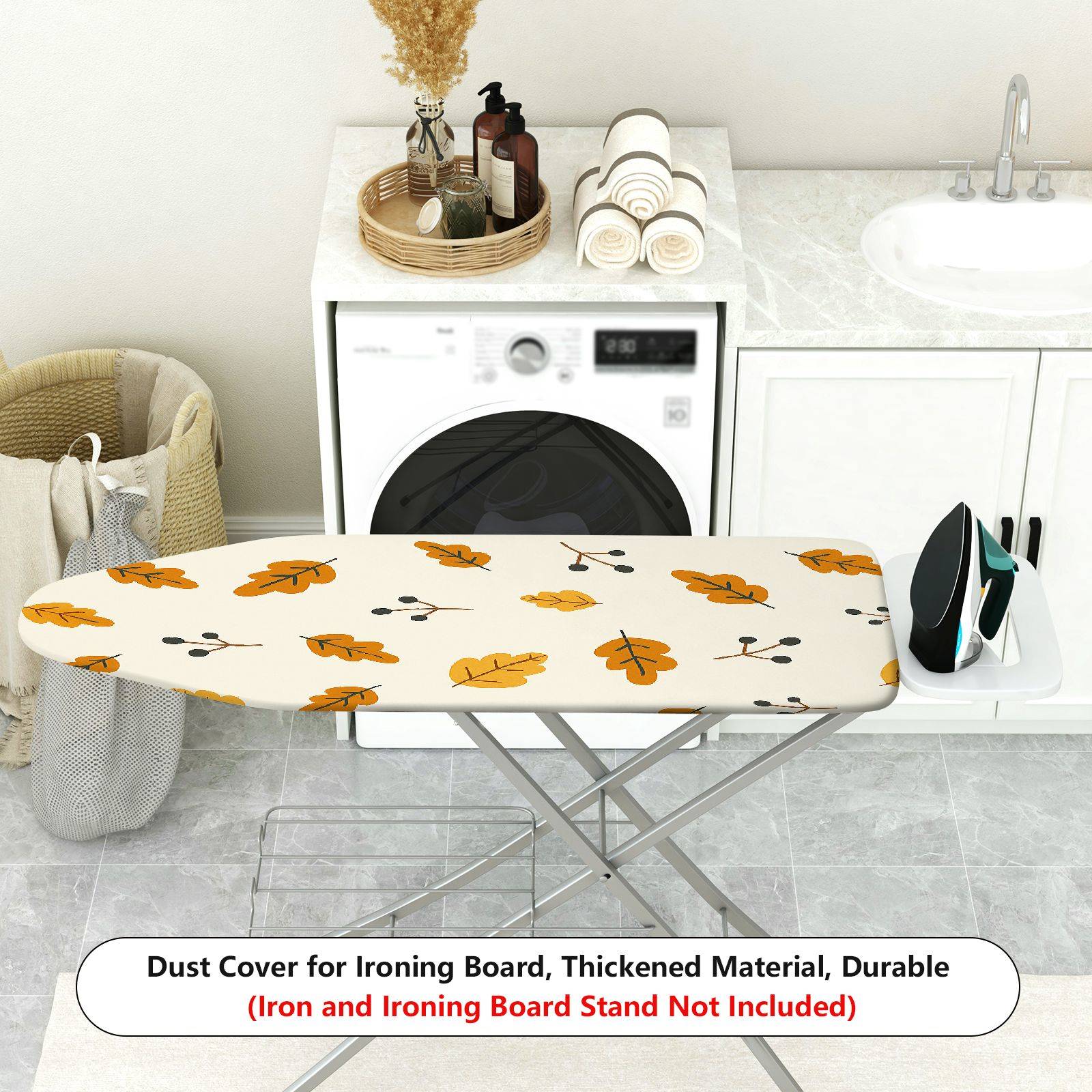 1-Piece Autumn Leaves Pattern Beige  Ironing Board Cover, Universal Size, Without Board