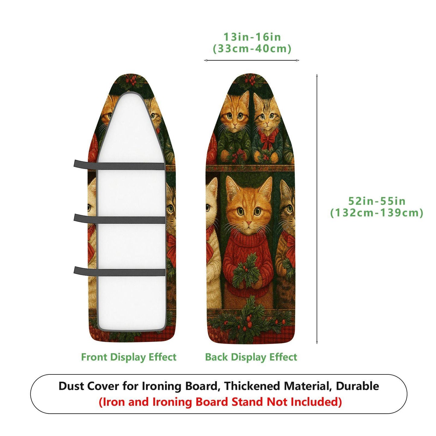 1-Piece Christmas Cat Vintage  Ironing Board Cover, Universal Size, Without Board
