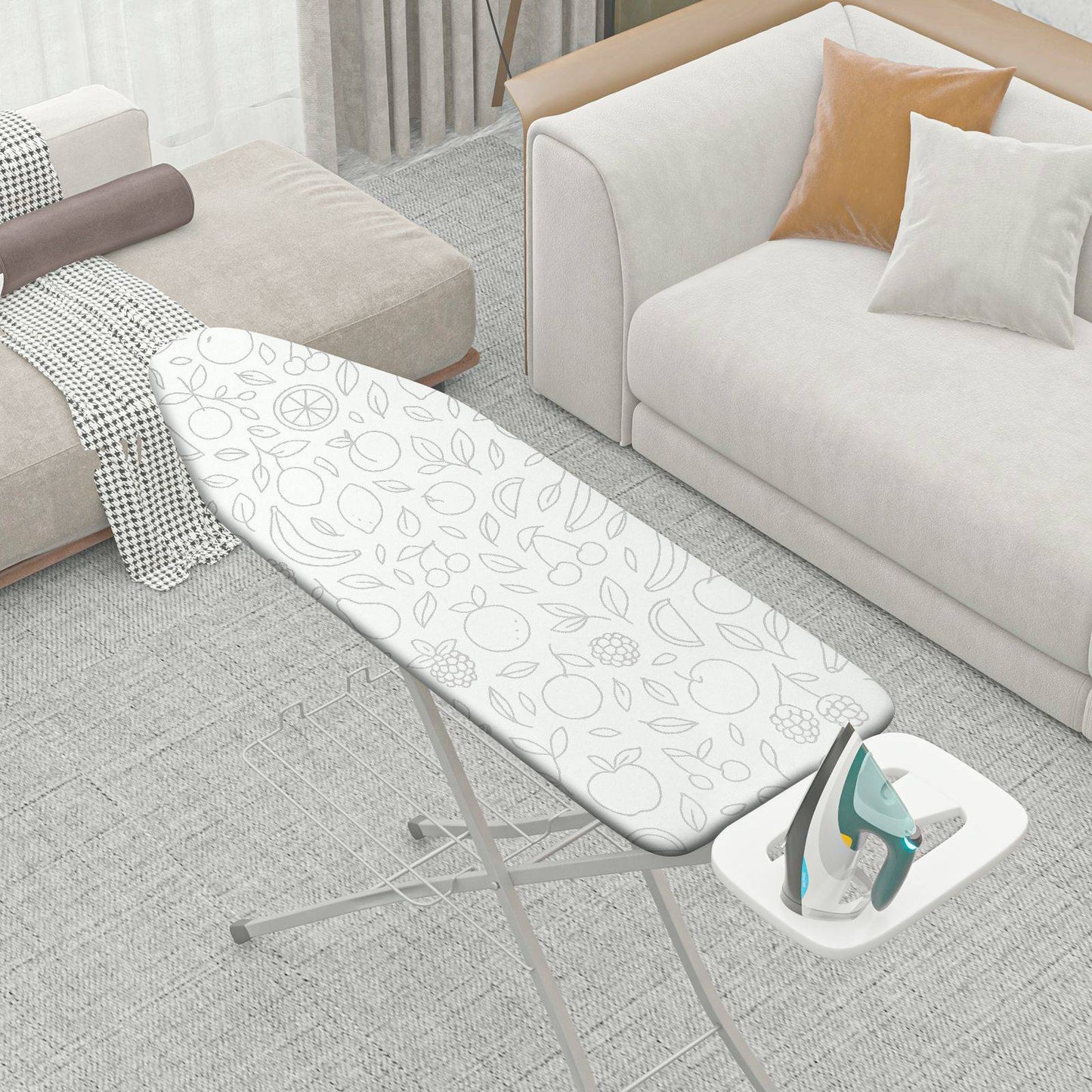 1-Piece Fruit Pattern Leaf Design White  Ironing Board Cover, Universal Size, Without Board