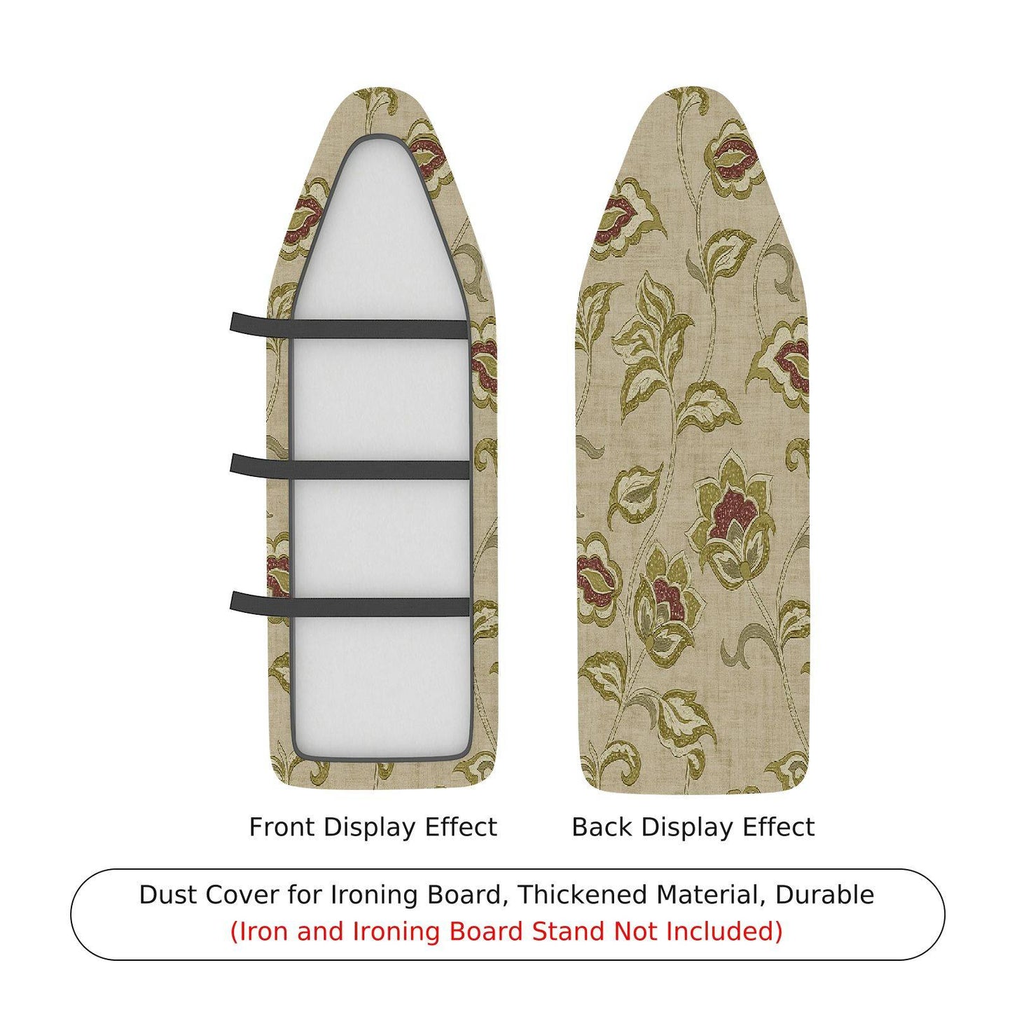 1-Piece Floral Beige Green  Ironing Board Cover, Universal Size, Without Board