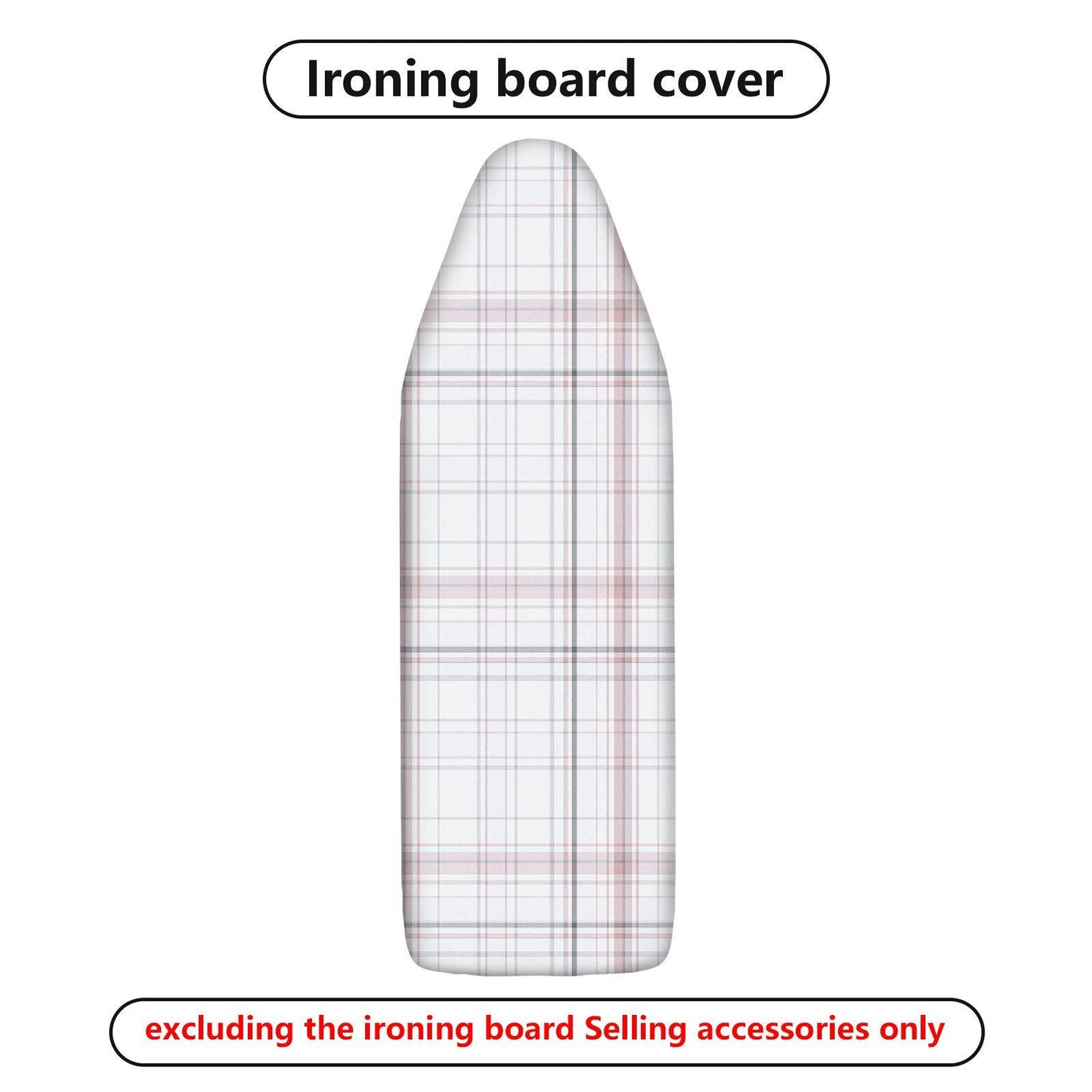 1-Piece Plaid Pattern White Gray Checkered  Ironing Board Cover, Universal Size, Without Board