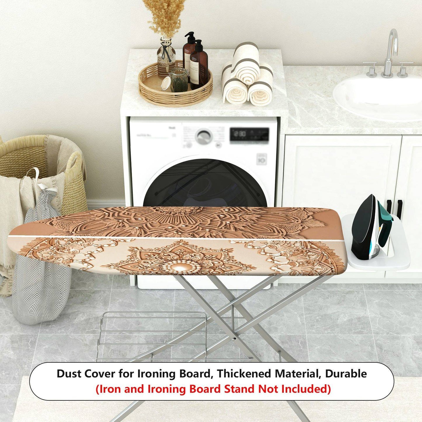 1-Piece Mandala Beige Decorative  Ironing Board Cover, Universal Size, Without Board
