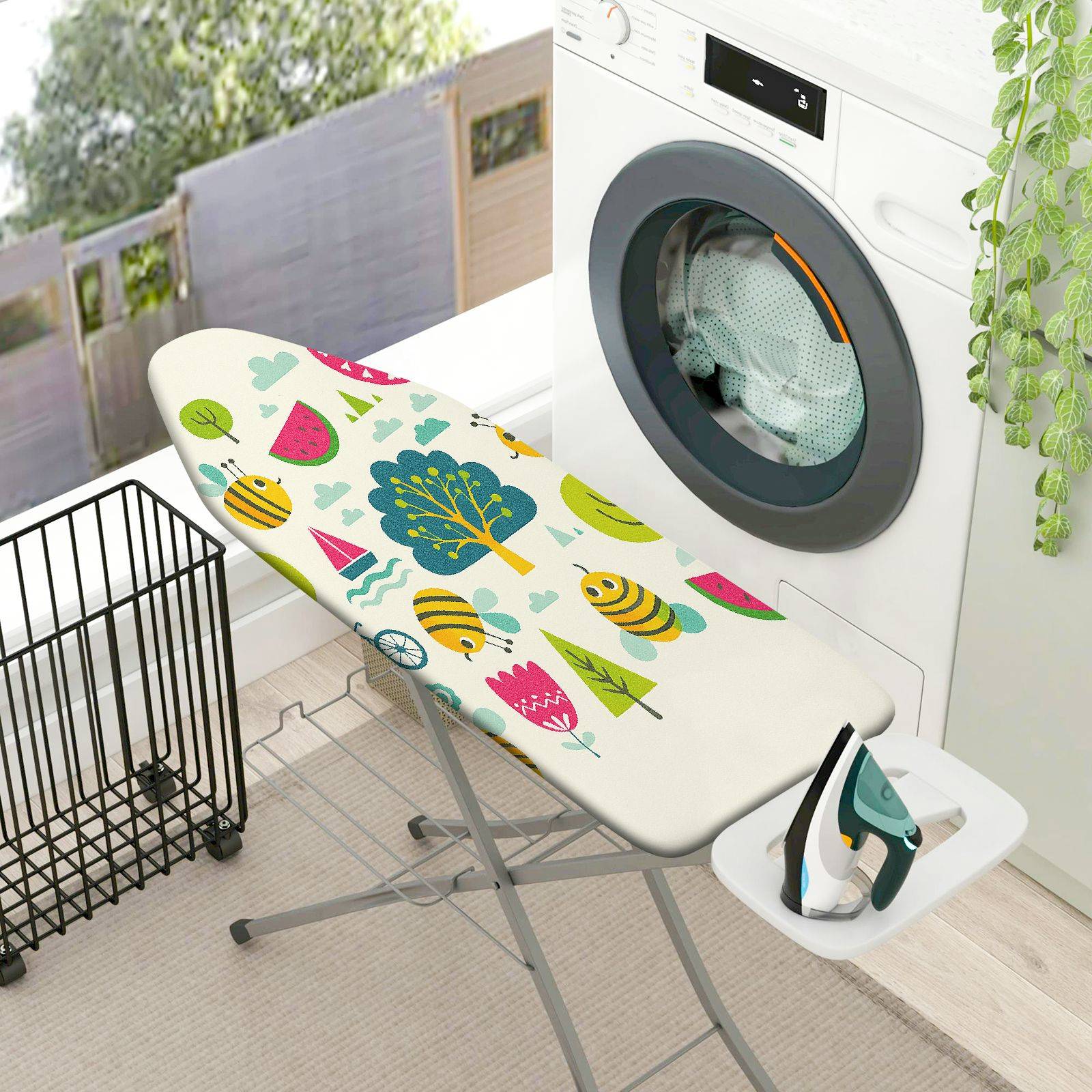1-Piece Bee Tree Fruit  Ironing Board Cover, Universal Size, Without Board
