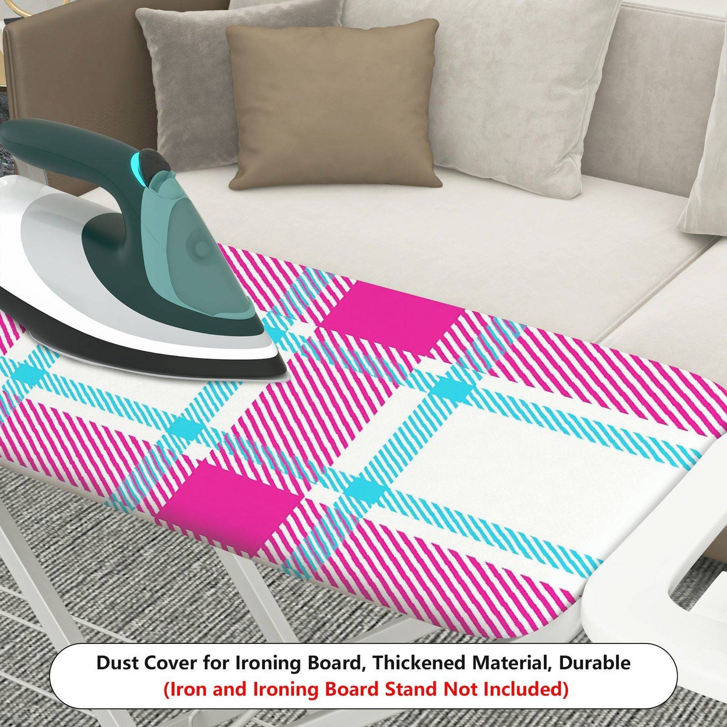 1-Piece Plaid Pink Blue  Ironing Board Cover, Universal Size, Without Board