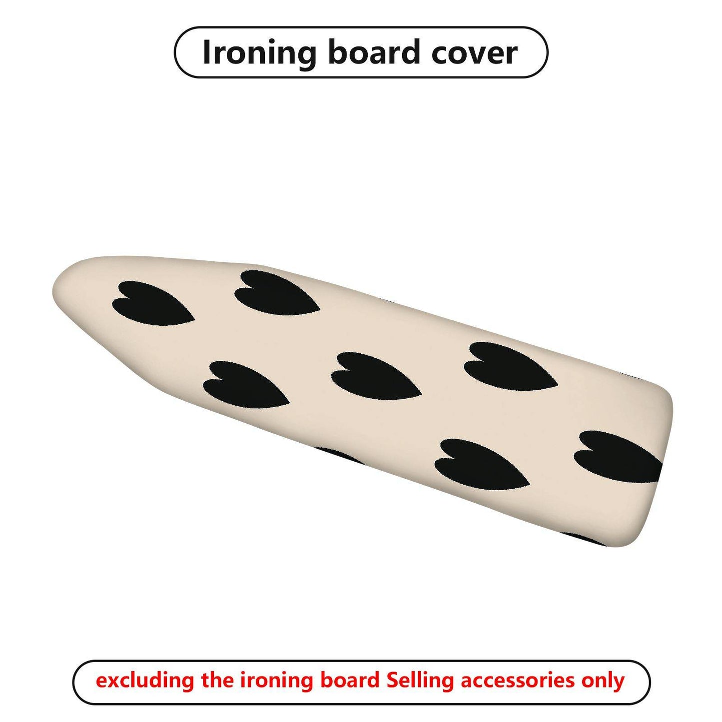 1-Piece Heart Pattern Black Beige  Ironing Board Cover, Universal Size, Without Board