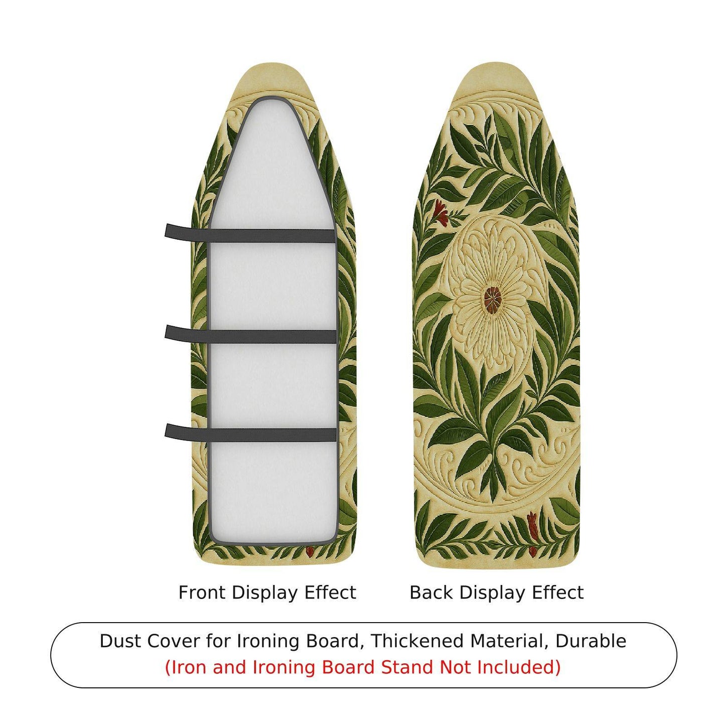 1-Piece Floral Leaf Pattern Beige Green  Ironing Board Cover, Universal Size, Without Board