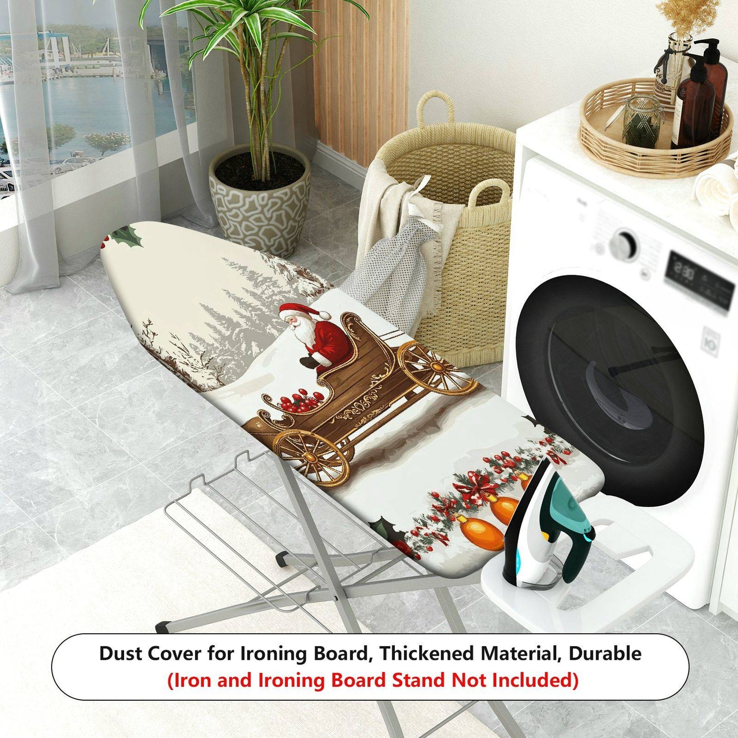 1-Piece Christmas Santa Sleigh Holiday  Ironing Board Cover, Universal Size, Without Board