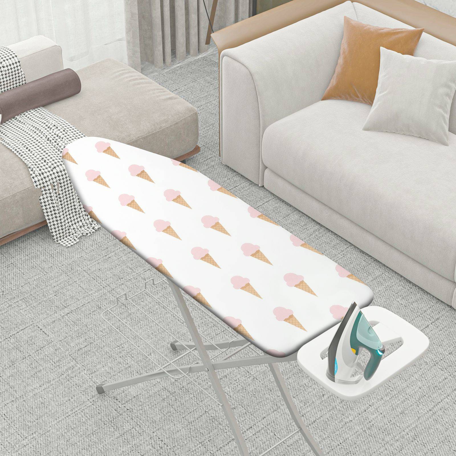 1-Piece Ice Cream Pattern Cute Pastel  Ironing Board Cover, Universal Size, Without Board