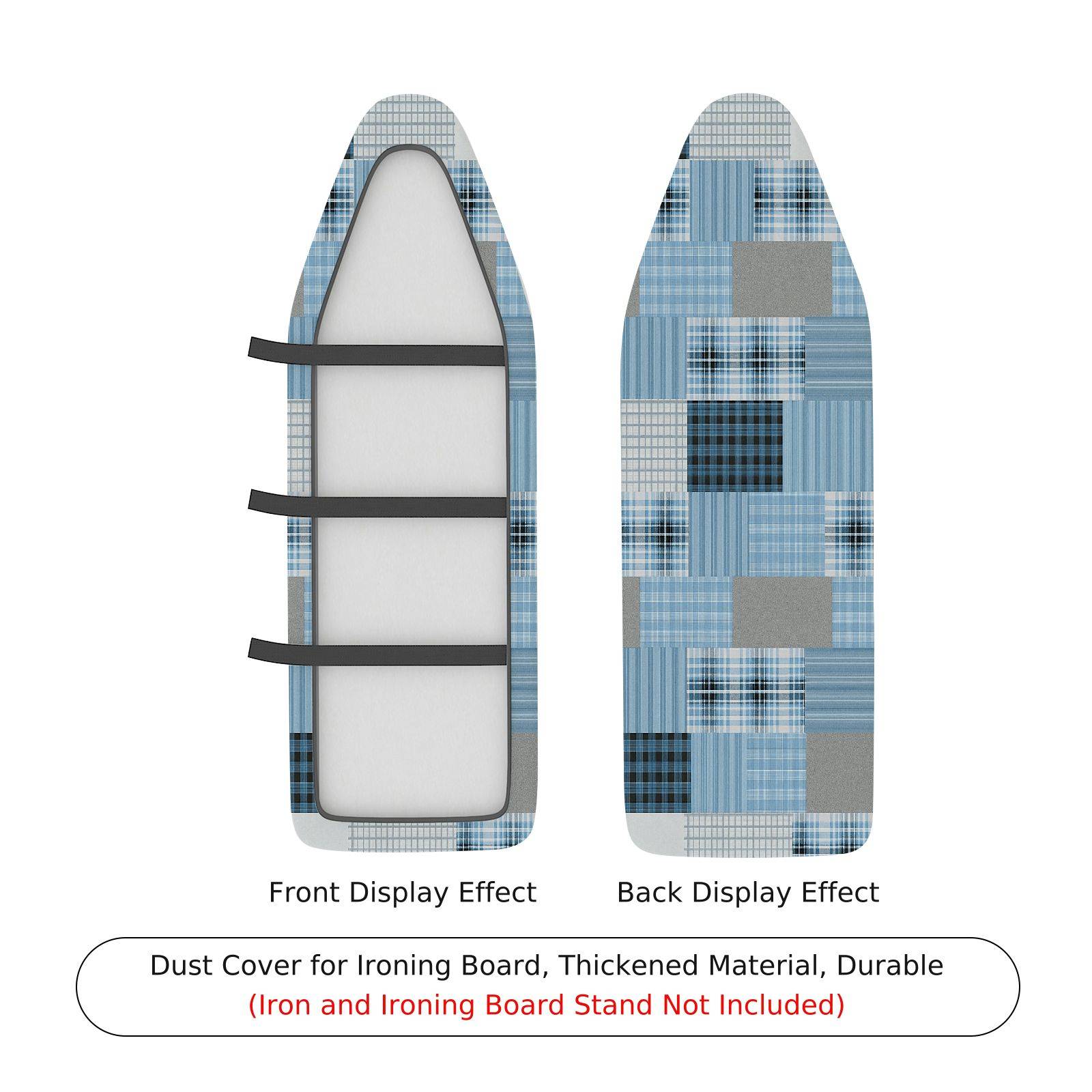 1-Piece Blue Plaid Checkered Pattern  Ironing Board Cover, Universal Size, Without Board