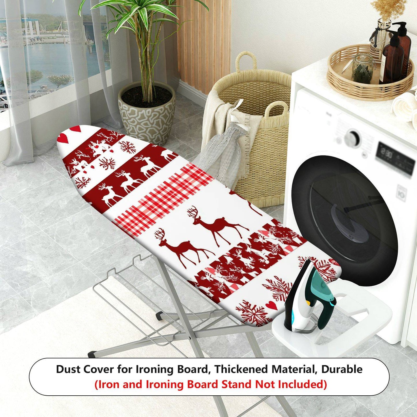 1-Piece Christmas Reindeer Snowflake  Ironing Board Cover, Universal Size, Without Board