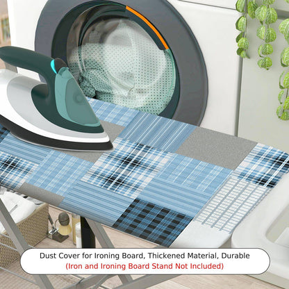 1-Piece Blue Plaid Checkered Pattern  Ironing Board Cover, Universal Size, Without Board