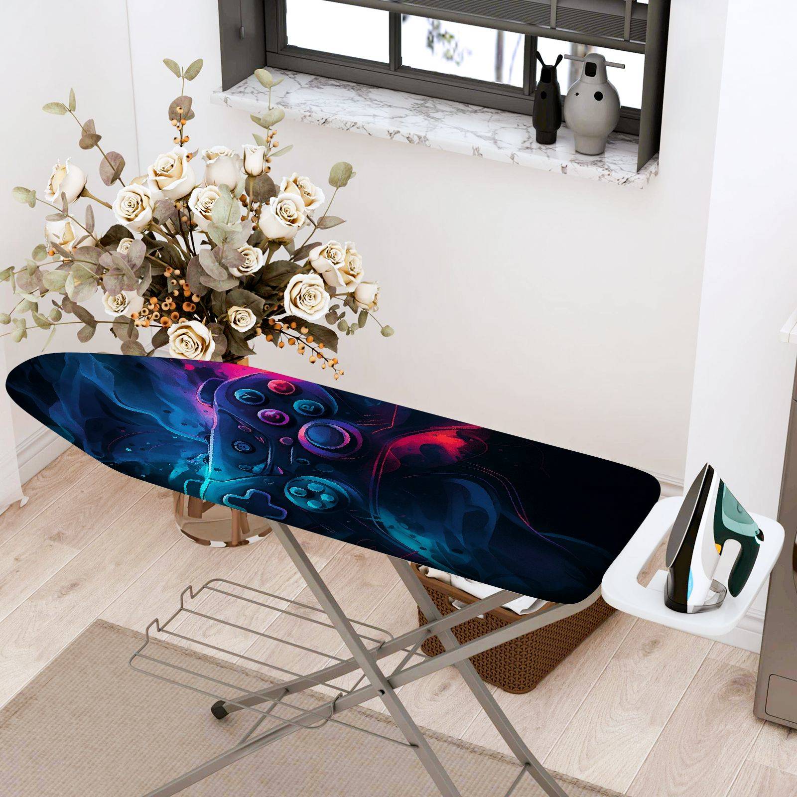 1-Piece Abstract Art Gaming Console  Ironing Board Cover, Universal Size, Without Board