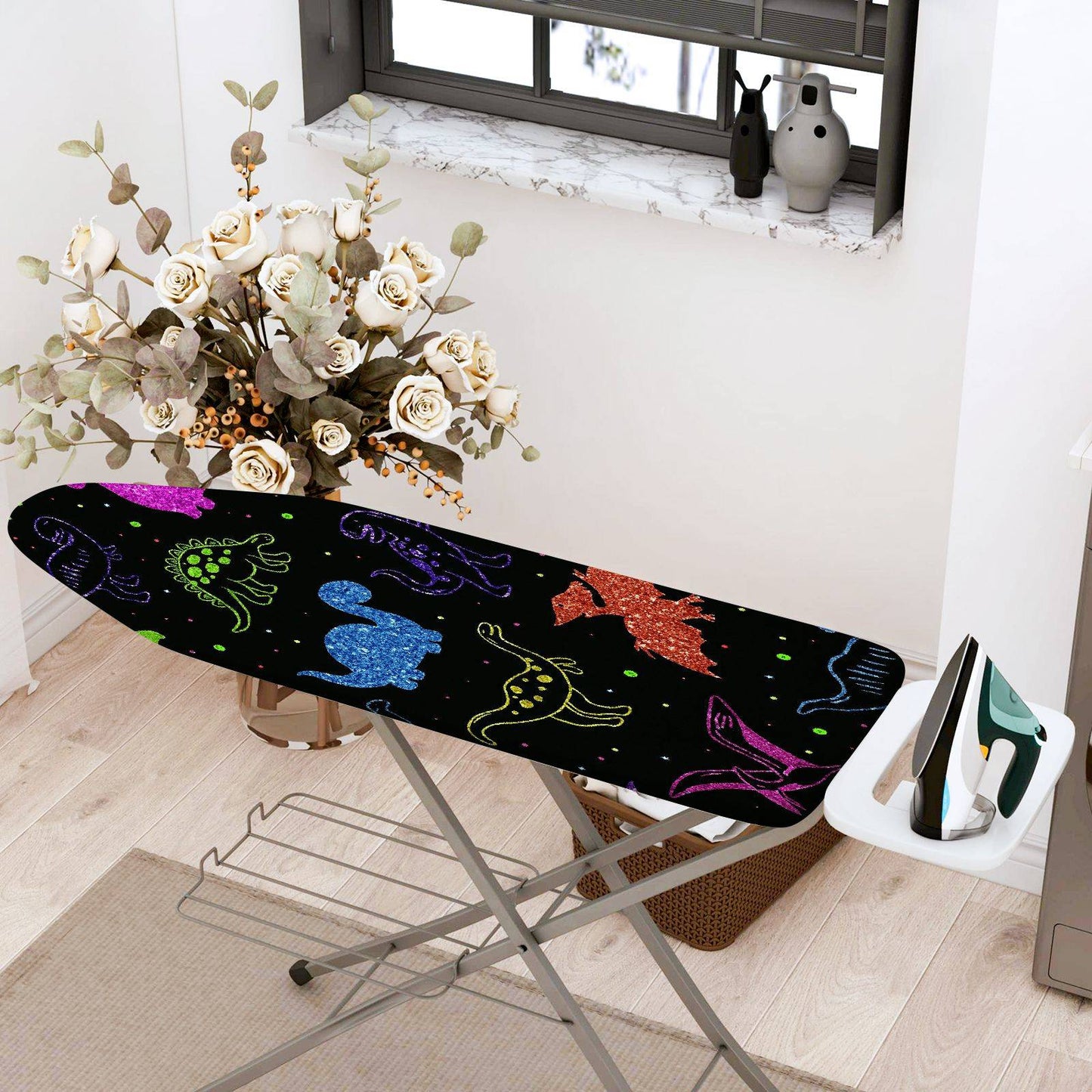 1-Piece Dinosaur Colorful Pattern Fun  Ironing Board Cover, Universal Size, Without Board