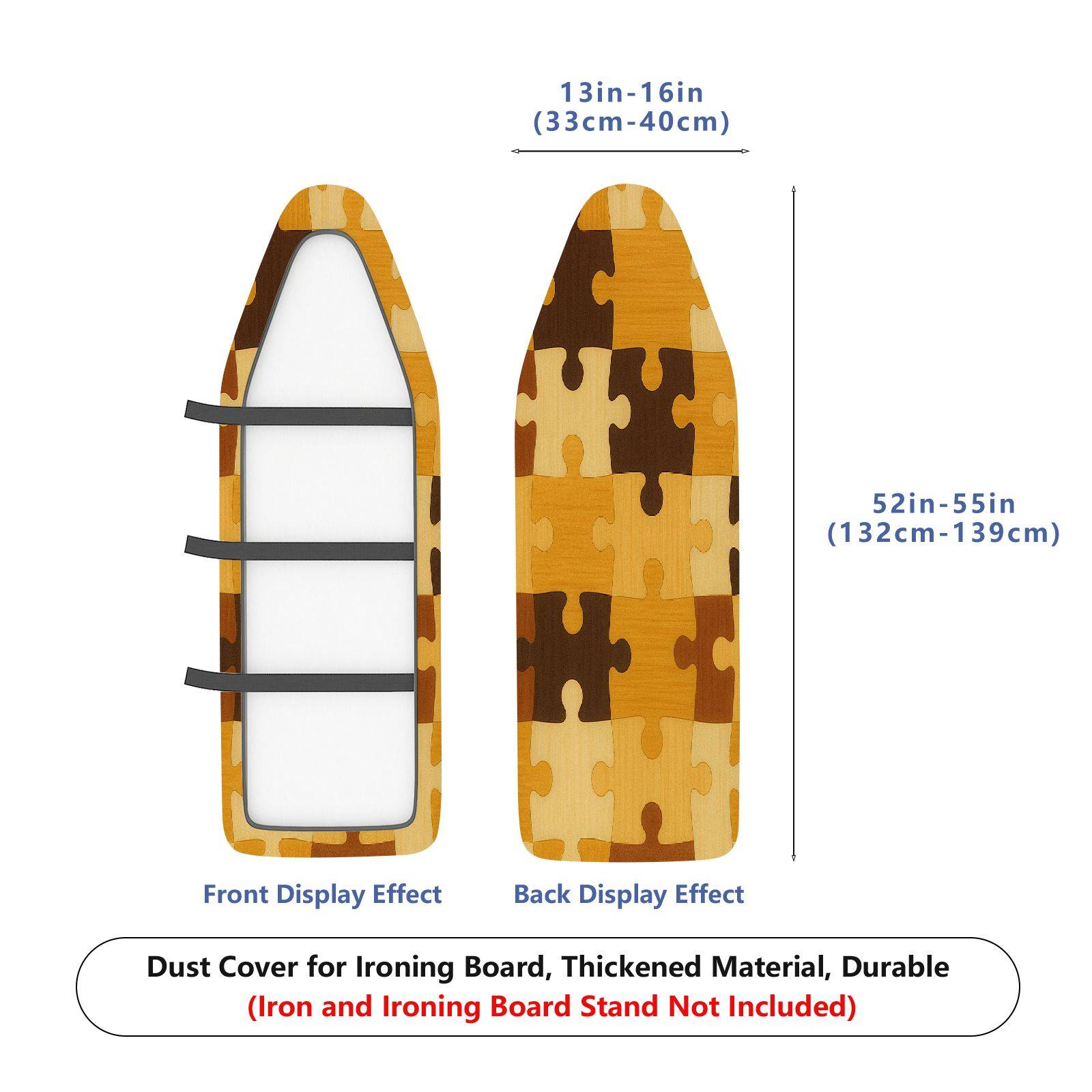 1-Piece Puzzle Patchwork Beige Brown  Ironing Board Cover, Universal Size, Without Board