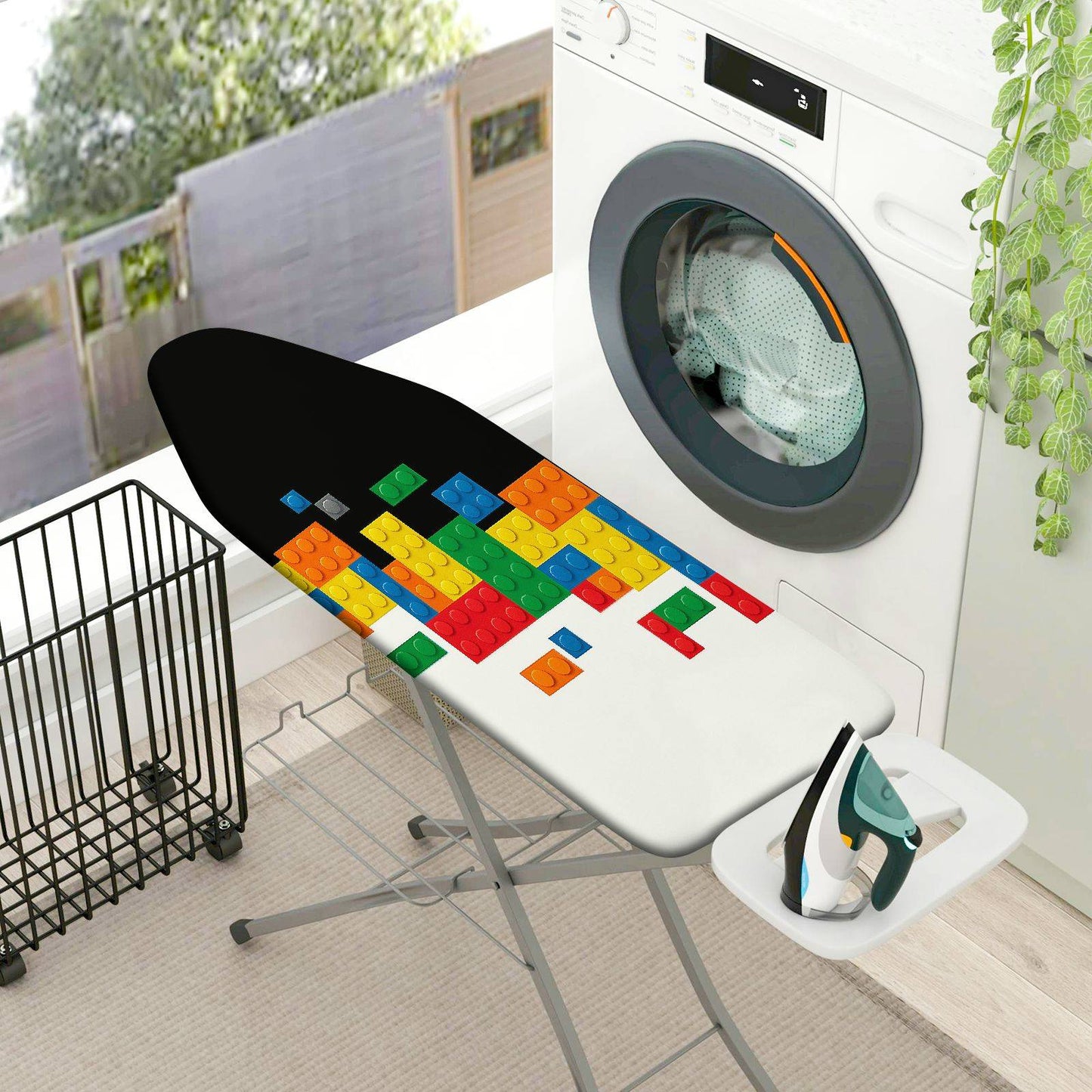 1-Piece Colorful Blocks Pattern Fun Vibrant  Ironing Board Cover, Universal Size, Without Board