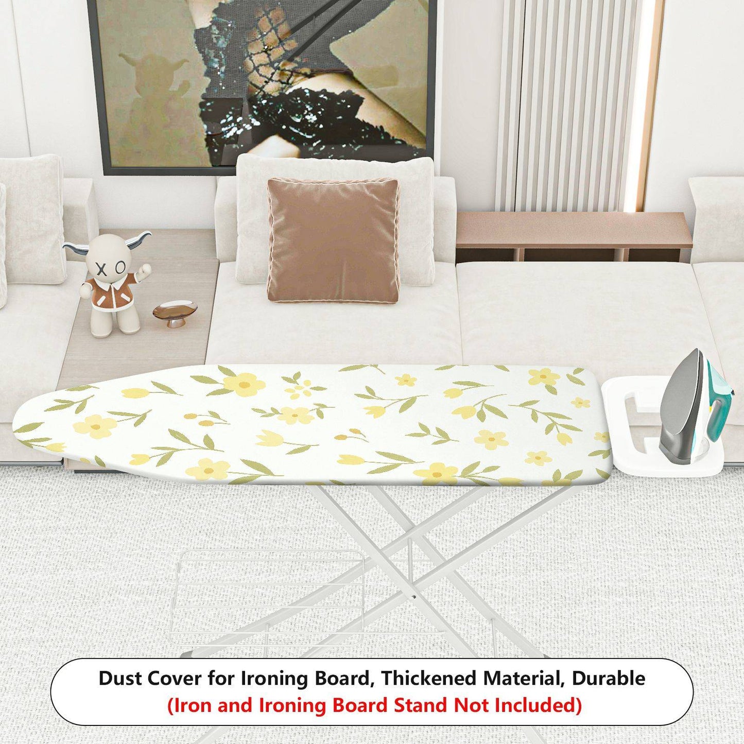 1-Piece Yellow Floral Pattern Decorative Printed  Ironing Board Cover, Universal Size, Without Board