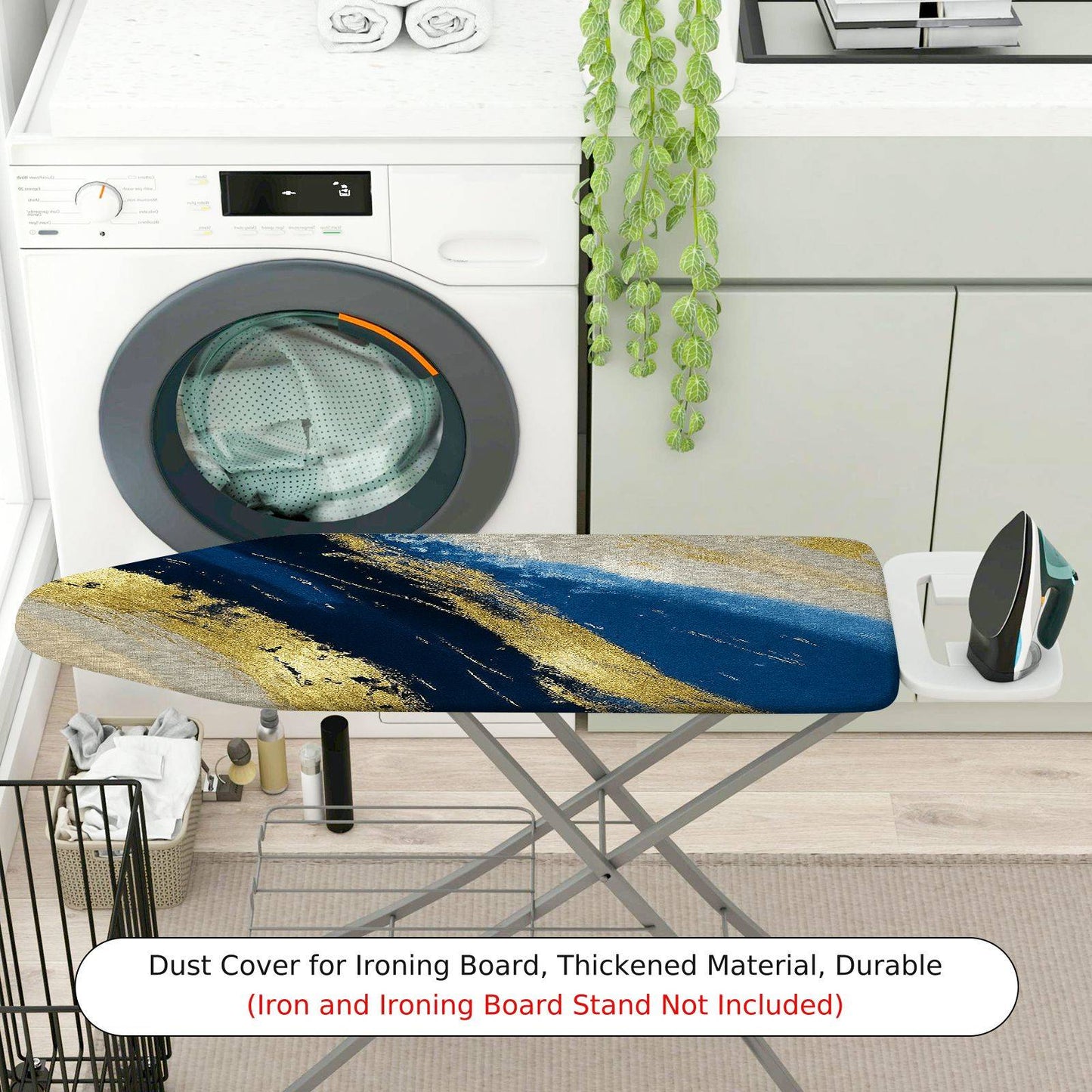 1-Piece Abstract Gold Blue Elegant  Ironing Board Cover, Universal Size, Without Board