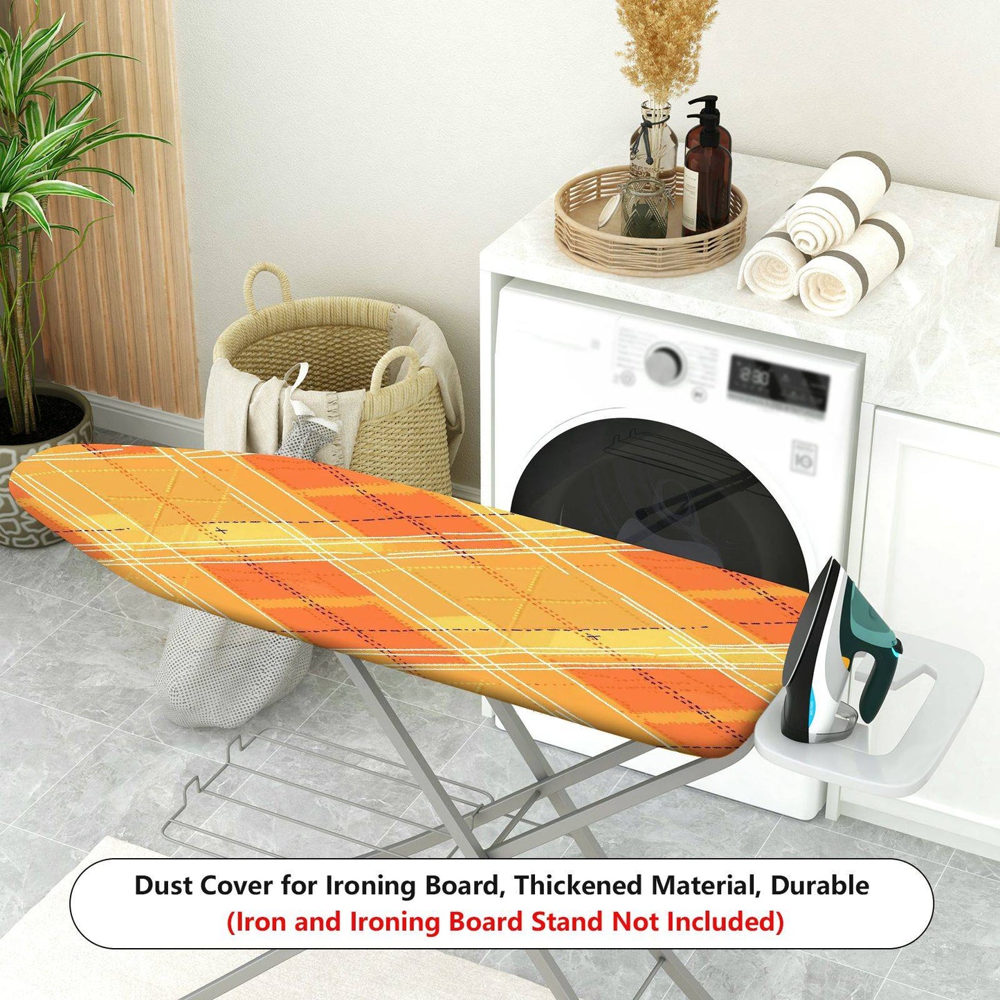 1-Piece Plaid Geometric Orange  Ironing Board Cover, Universal Size, Without Board