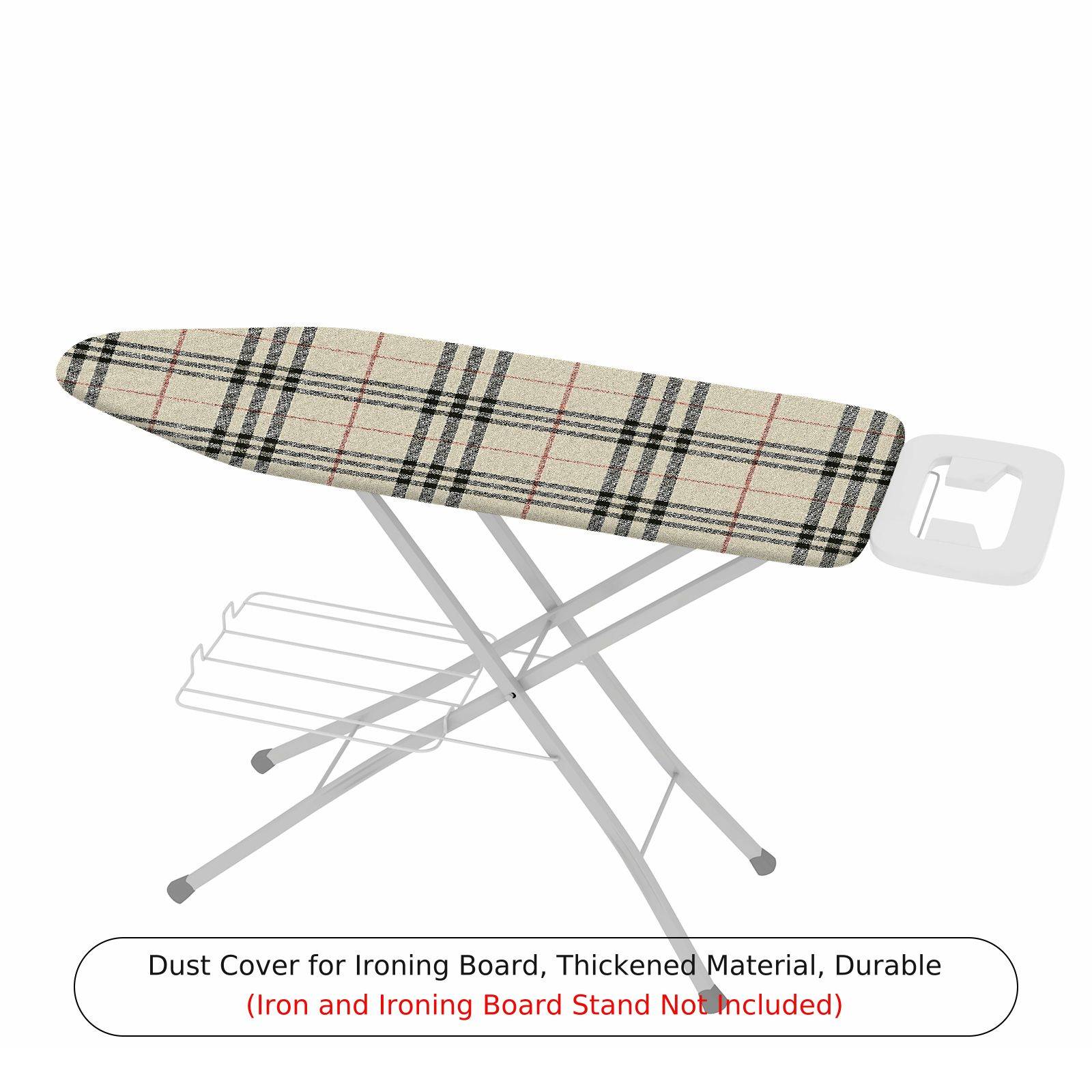 1-Piece Plaid Checkered Beige  Ironing Board Cover, Universal Size, Without Board