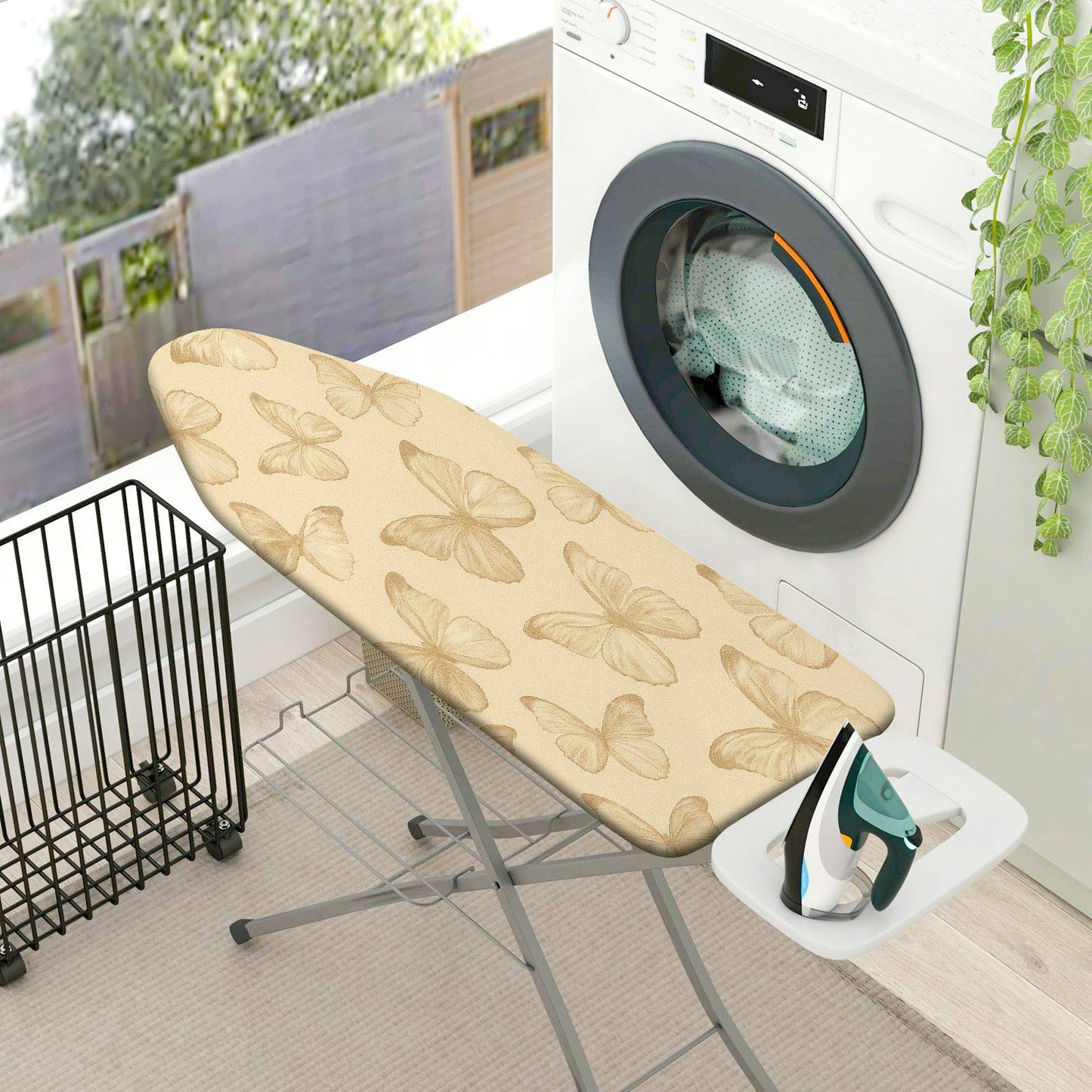 1-Piece Butterfly Beige Elegant  Ironing Board Cover, Universal Size, Without Board