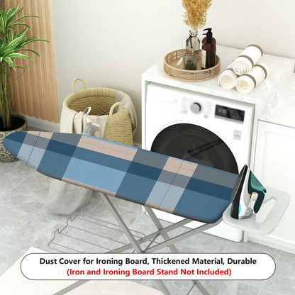 1-Piece Plaid Pattern Blue Beige Checkered  Ironing Board Cover, Universal Size, Without Board