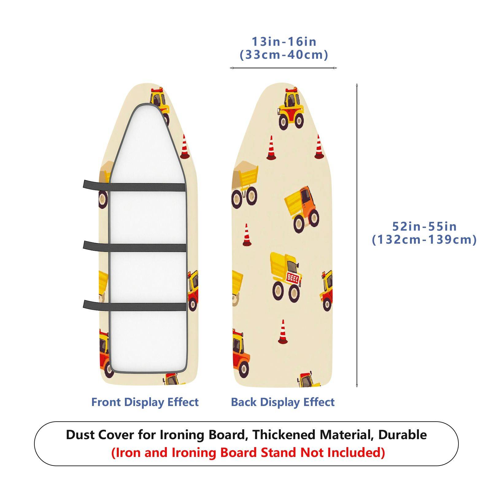 1-Piece Construction Vehicle  Fun  Ironing Board Cover, Universal Size, Without Board