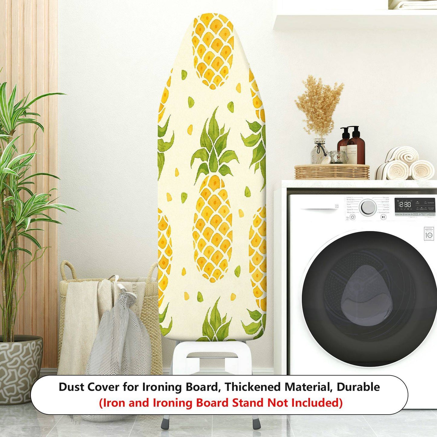 1-Piece Pineapple Pattern Yellow Green Fruit Theme  Ironing Board Cover, Universal Size, Without Board