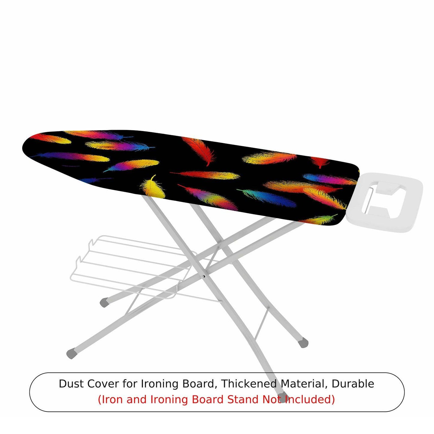 1-Piece Feather Pattern Colorful Design Black Background  Ironing Board Cover, Universal Size, Without Board