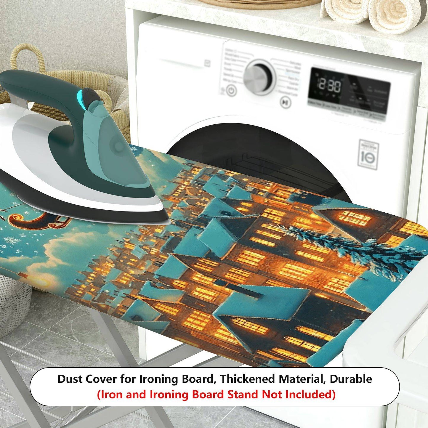 1-Piece Christmas Santa Reindeer Moon  Ironing Board Cover, Universal Size, Without Board