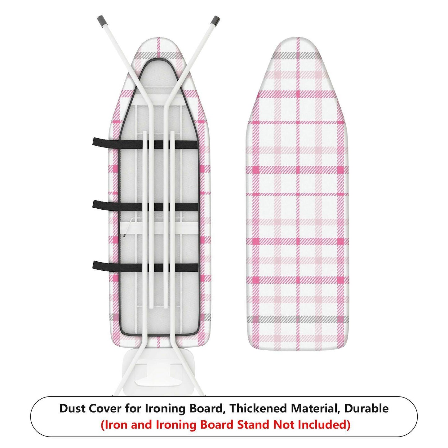 1-Piece Plaid Pink White Stylish  Ironing Board Cover, Universal Size, Without Board