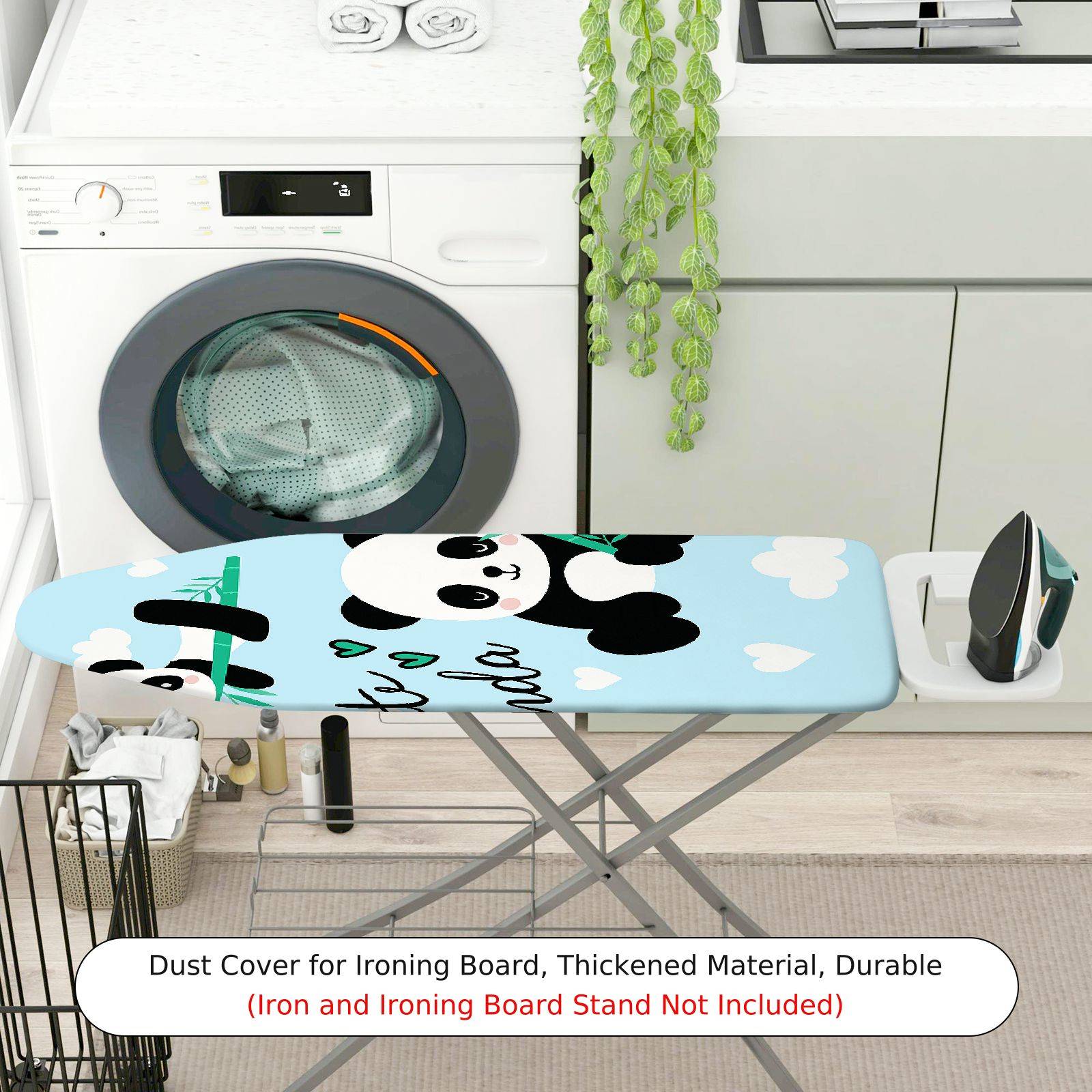 1-Piece Cute Panda Blue  Ironing Board Cover, Universal Size, Without Board