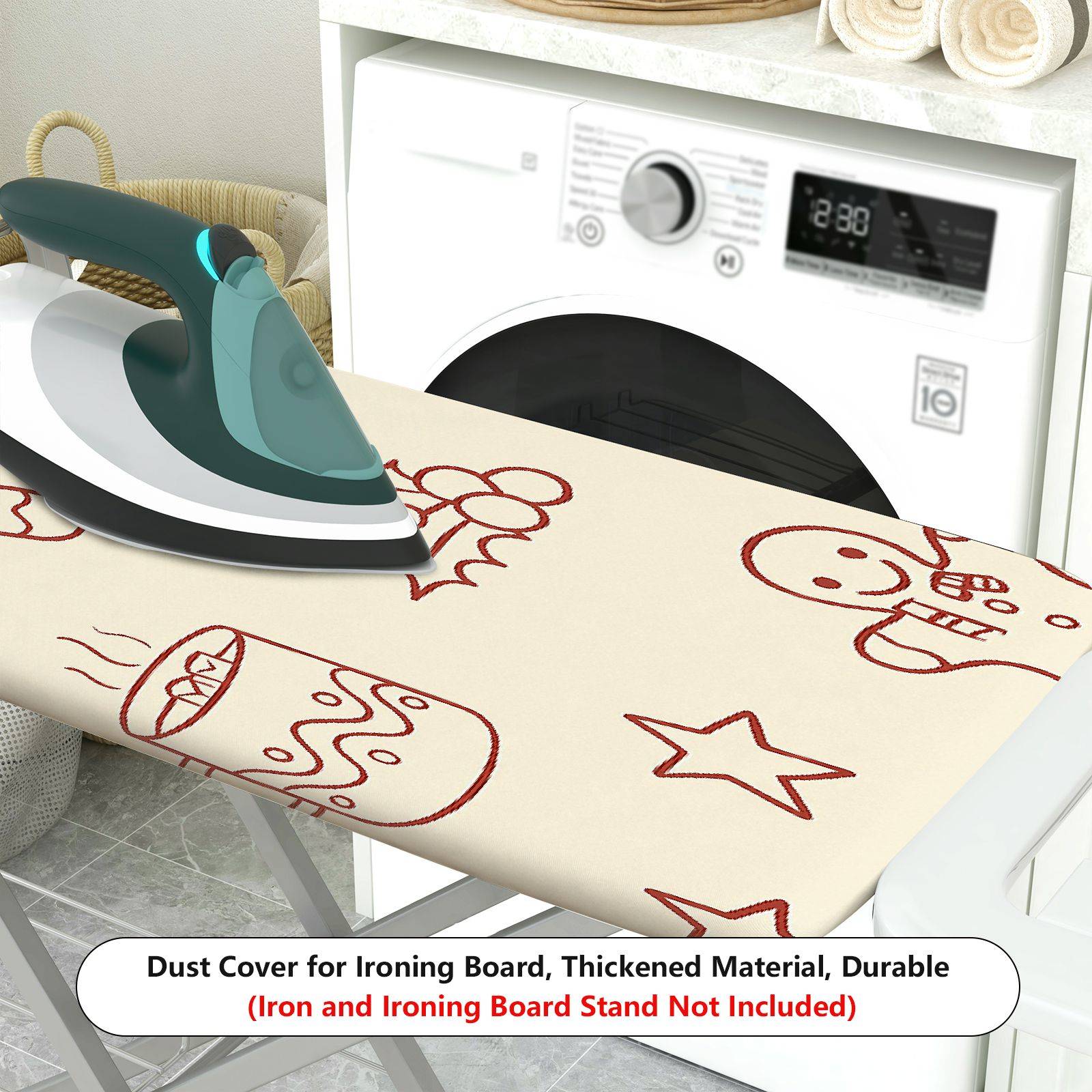 1-Piece Christmas Snowman Gingerbread  Ironing Board Cover, Universal Size, Without Board
