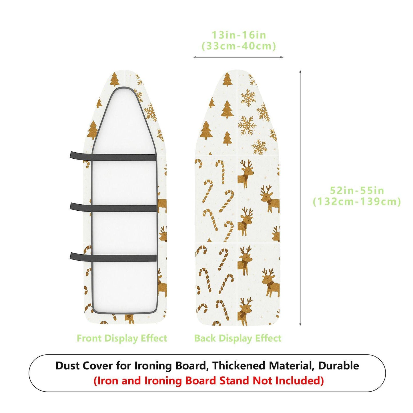 1-Piece Christmas Reindeer Snowflakes  Ironing Board Cover, Universal Size, Without Board