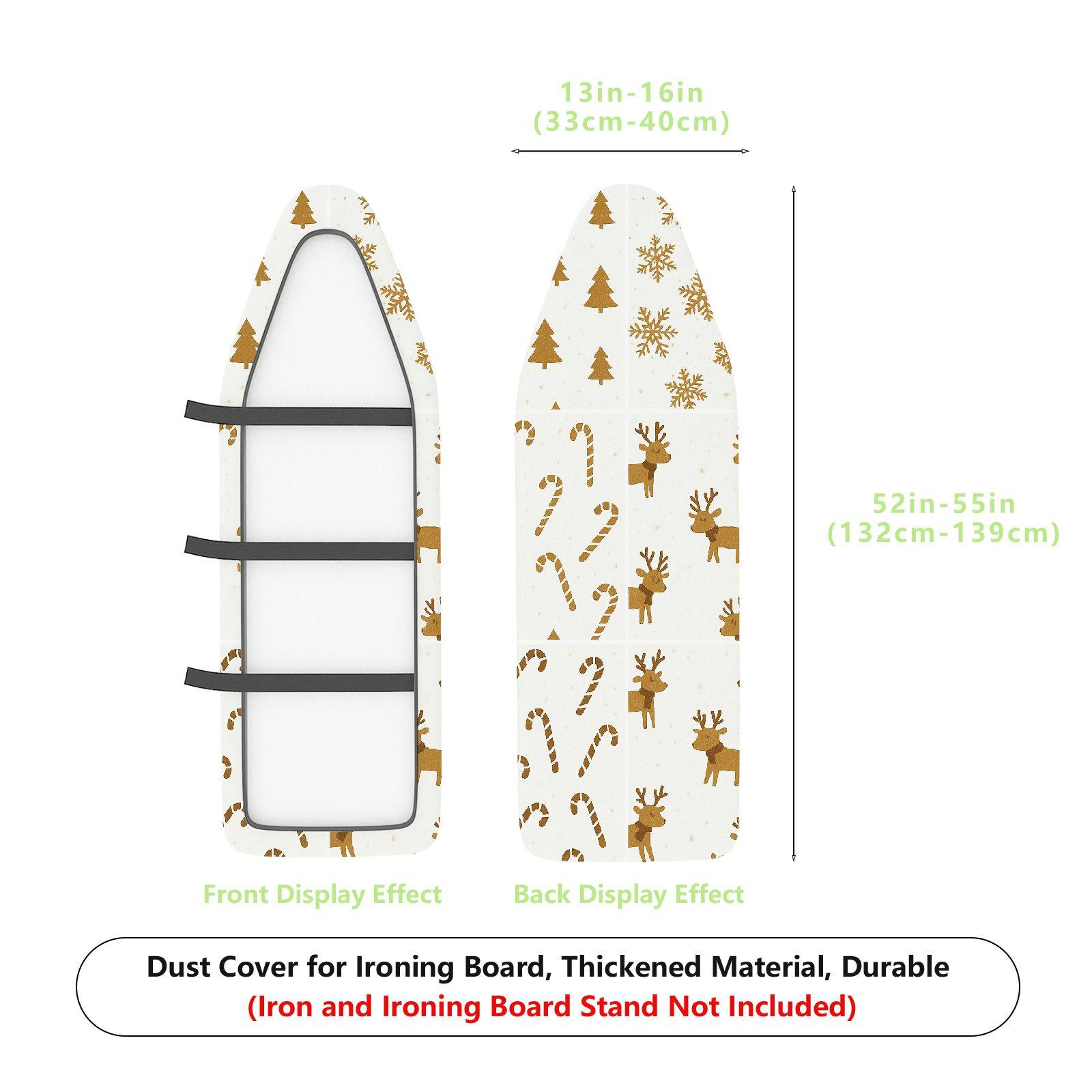 1-Piece Christmas Reindeer Snowflakes  Ironing Board Cover, Universal Size, Without Board
