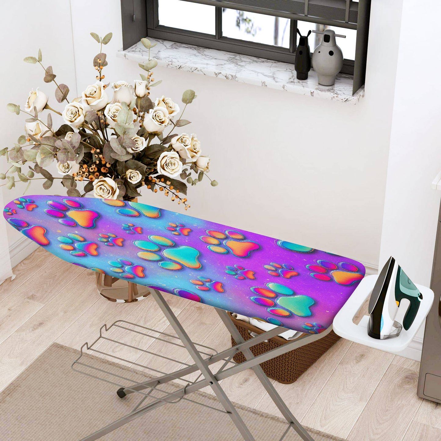1-Piece Colorful Paw Print Pattern Modern Fun  Ironing Board Cover, Universal Size, Without Board