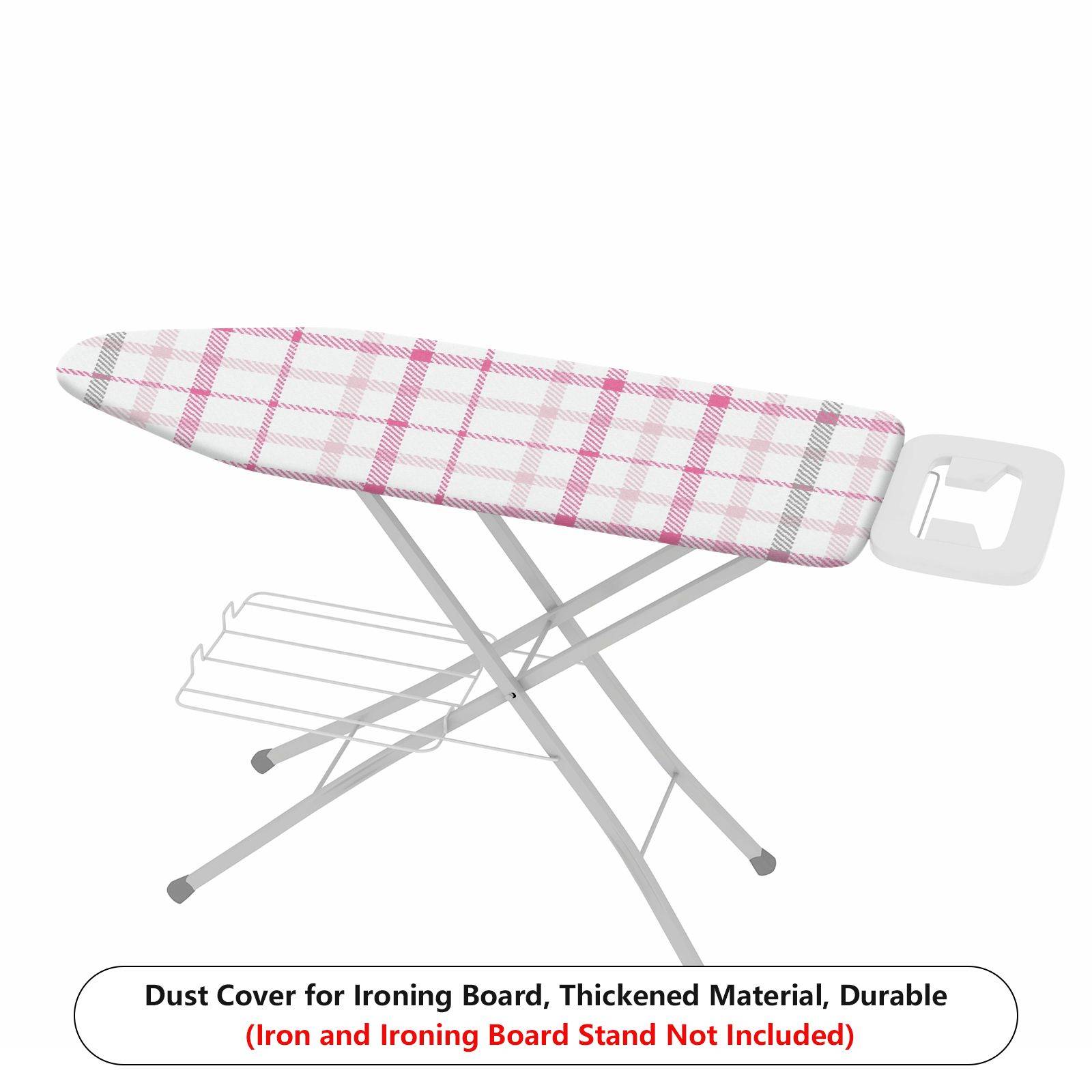1-Piece Plaid Pink White Stylish  Ironing Board Cover, Universal Size, Without Board