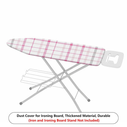 1-Piece Plaid Pink White Stylish  Ironing Board Cover, Universal Size, Without Board