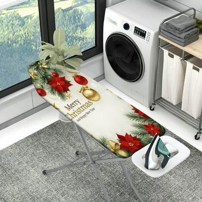 1-Piece Christmas Poinsettia Ornaments  Ironing Board Cover, Universal Size, Without Board